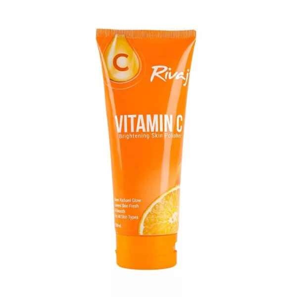 Rivaj Vitamin C Brightening Skin Polisher 200ml - Gently exfoliates, boosts collagen, reduces wrinkles, and brightens skin for a glowing look.