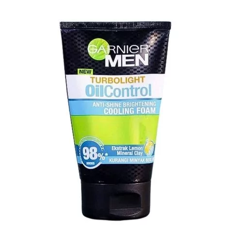 Garnier Men Turbolight Oil Control Foam 100Ml For Deep Cleansing And Brightening Face Wash For Oily Skin.