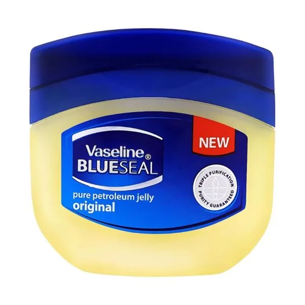 Vaseline Blue Seal Original Petroleum Jelly 250ml - Gentle formula to lock in moisture and heal dry skin.