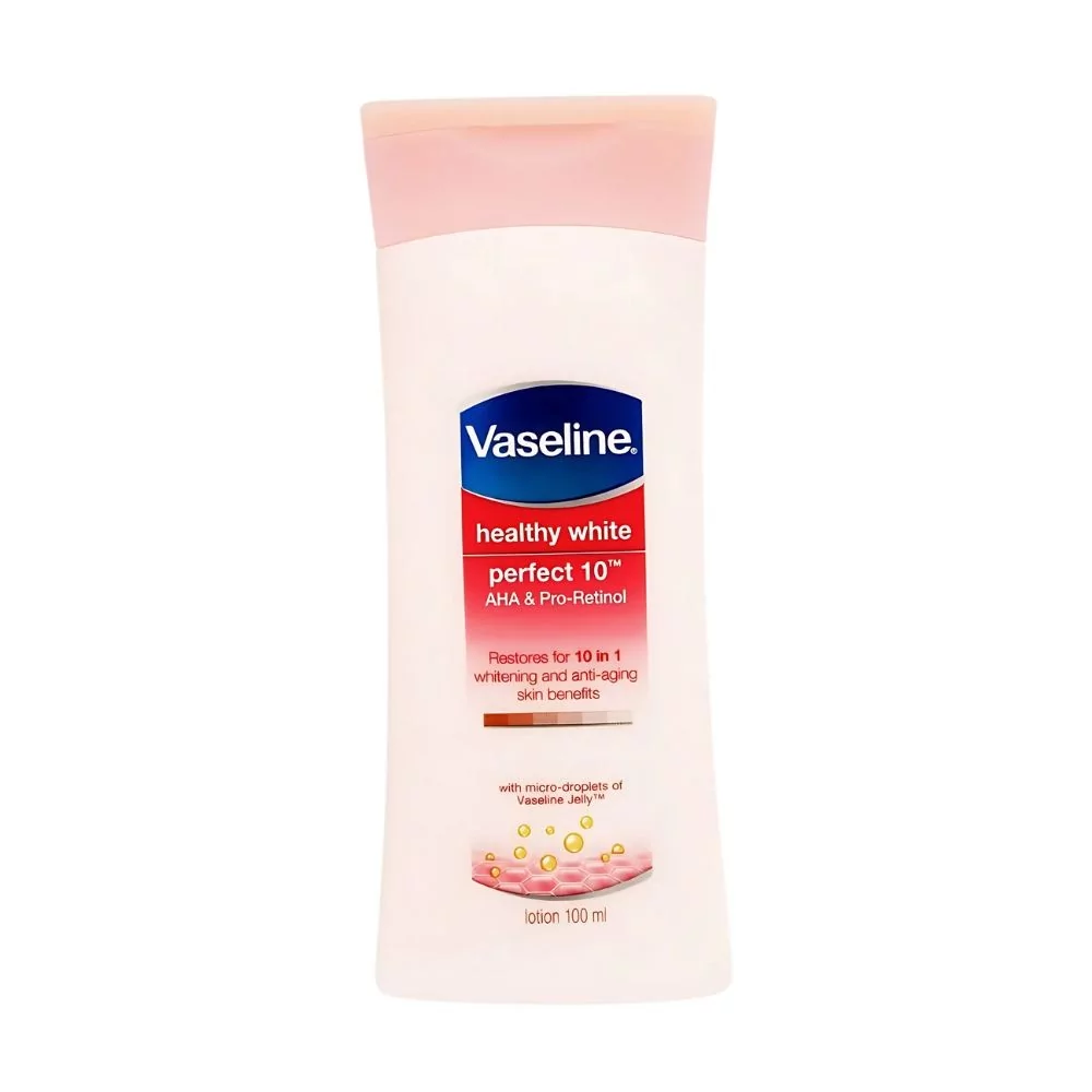 Vaseline Healthy Bright Perfect 10 Lotion 100Ml, Brightens And Hydrates Skin With Vitamin B3, Aha, And Pro-Retinol.