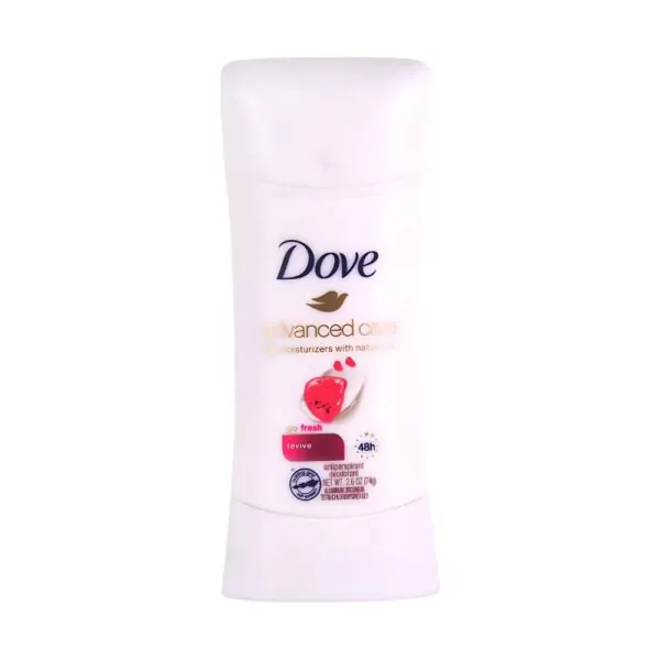 Dove Advanced Care Revive Deodorant Stick – 74gm antiperspirant with pomegranate scent for soft, fresh underarms.