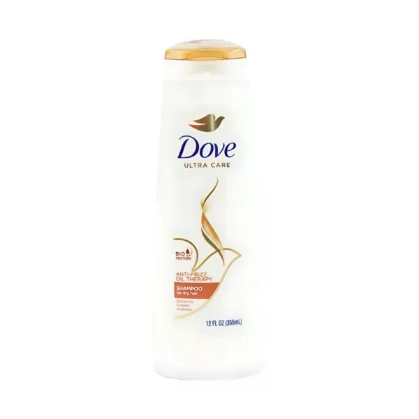 Dove Anti-Frizz Oil Therapy Shampoo – 355ml for smooth, frizz-free hair with Nutri-Oils and shea butter.