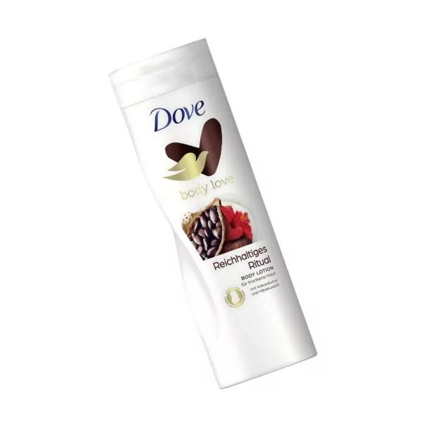 Dove Body Love Lotion – 400ml bottle enriched with cocoa butter and hibiscus for smooth, hydrated skin.