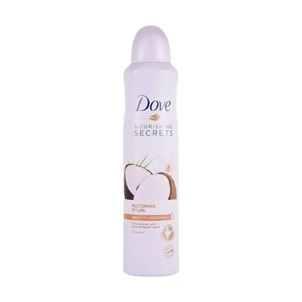 Dove Coconut & Jasmine Deodorant – 250ml antiperspirant for smooth, nourished underarms with 48-hour odor protection.