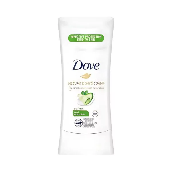 Dove Cool Essentials Deodorant Stick 74gm – 48-hour sweat and odor protection with cucumber and green tea scent.