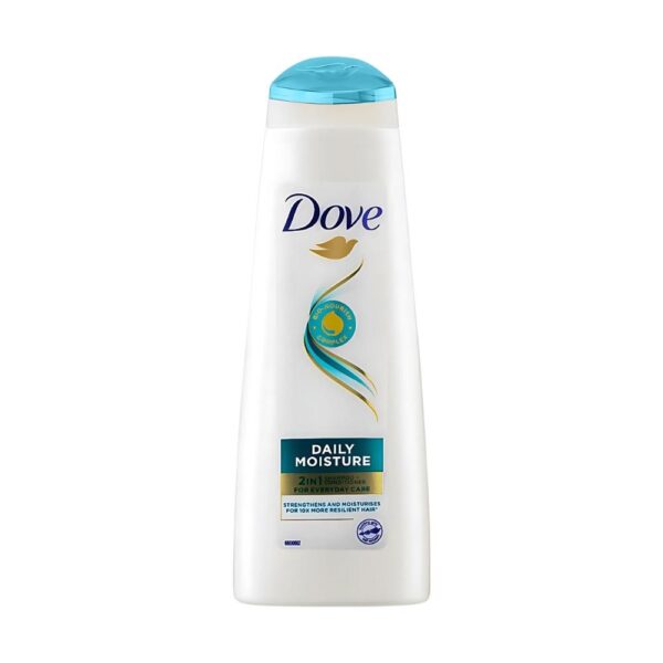 Dove Daily Moisture 2-in-1 Shampoo – 250ml bottle for soft, shiny, and manageable hair.