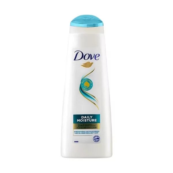 Dove Daily Moisture 2-in-1 Shampoo – 250ml bottle for soft, shiny, and manageable hair.