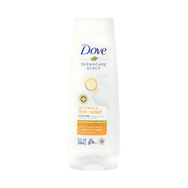 Dove Dryness & Itch Relief Conditioner – 355ml for soft, smooth hair and a hydrated scalp.