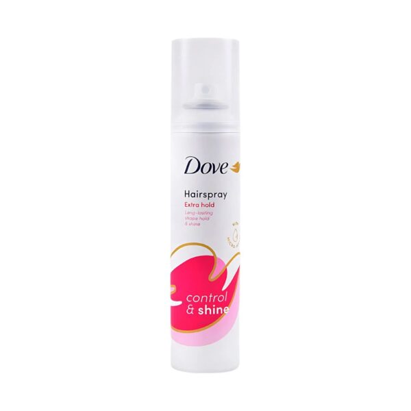 Dove Extra Hold Hair Spray – 198g for long-lasting hold, smooth frizz control, and natural shine.