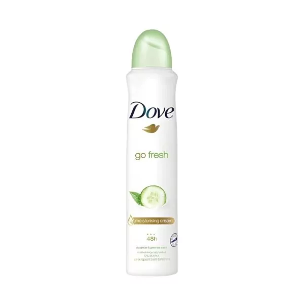 Dove Go Fresh Deodorant Spray – 250ml with a refreshing cucumber and green tea scent for long-lasting protection.