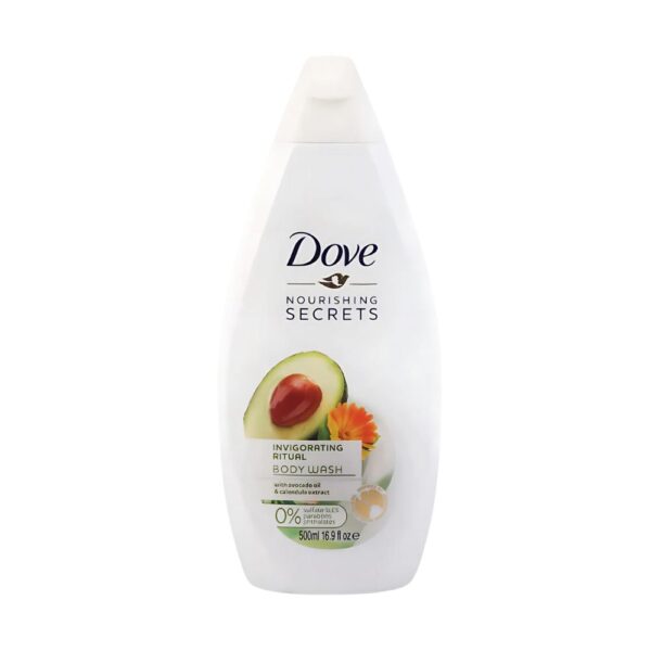 Dove Invigorating Ritual Body Wash – 500ml for soft, smooth, and refreshed skin with avocado oil and calendula extract.