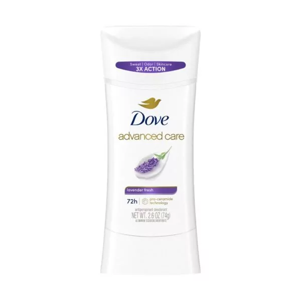 Dove Lavender Fresh Deodorant Stick – 74gm for smooth, soft underarms and 72-hour sweat protection.