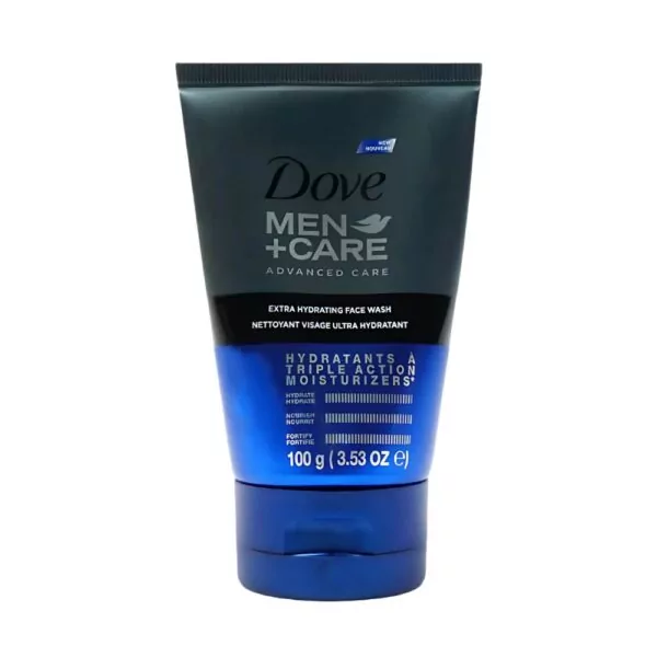 Dove Men Extra Hydrating Face Wash – Deeply cleanses and hydrates skin, perfect for everyday use.