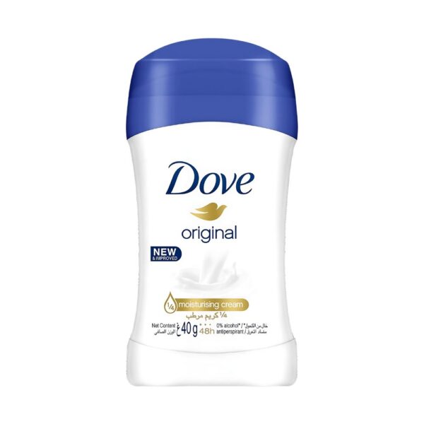 Dove Original Deodorant Stick – 40g for smooth, soft, and fresh underarms with 48-hour protection.