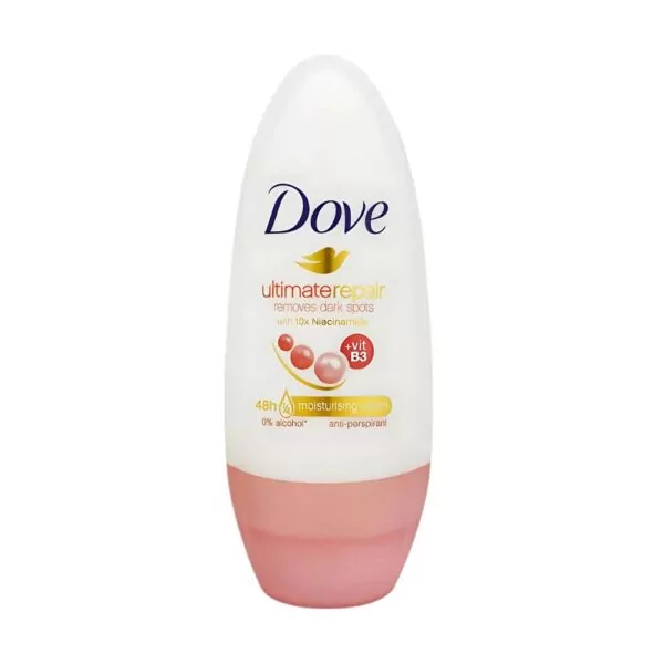 Dove Ultimate Repair Roll-On – 40ml for smooth, even-toned underarms with 48-hour sweat protection.