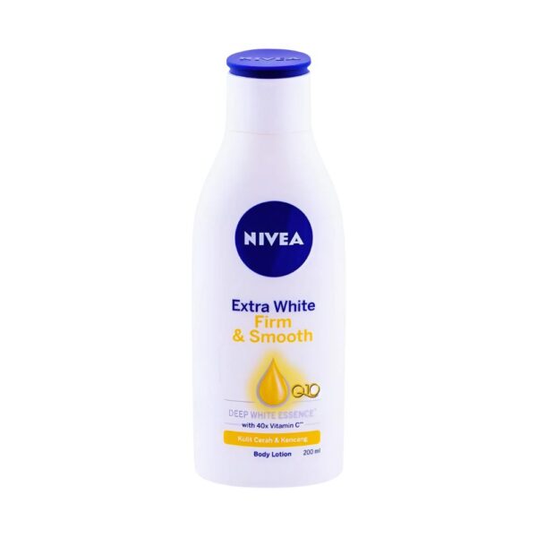 NIVEA Bright Firm & Smooth Body Lotion 200ml with 40X Vitamin C and Q10 for brighter, firmer, and smoother skin.