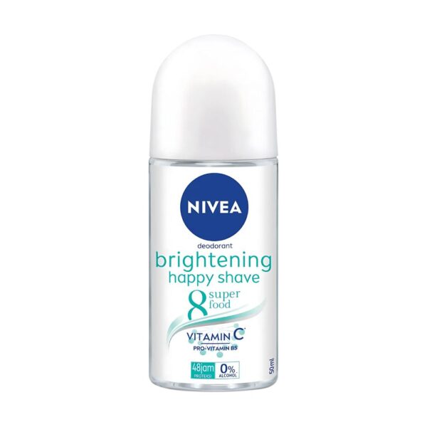 NIVEA Brightening Happy Shave Vitamin C Deodorant 50ml for smooth, bright, and fresh underarms with long-lasting protection.