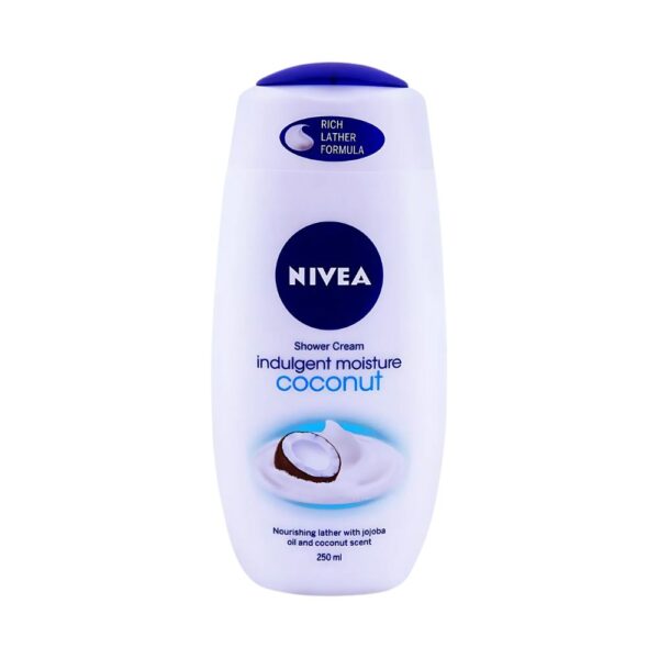 NIVEA Coconut Shower Cream 250ml – Moisturizing shower cream with jojoba oil and a coconut scent.