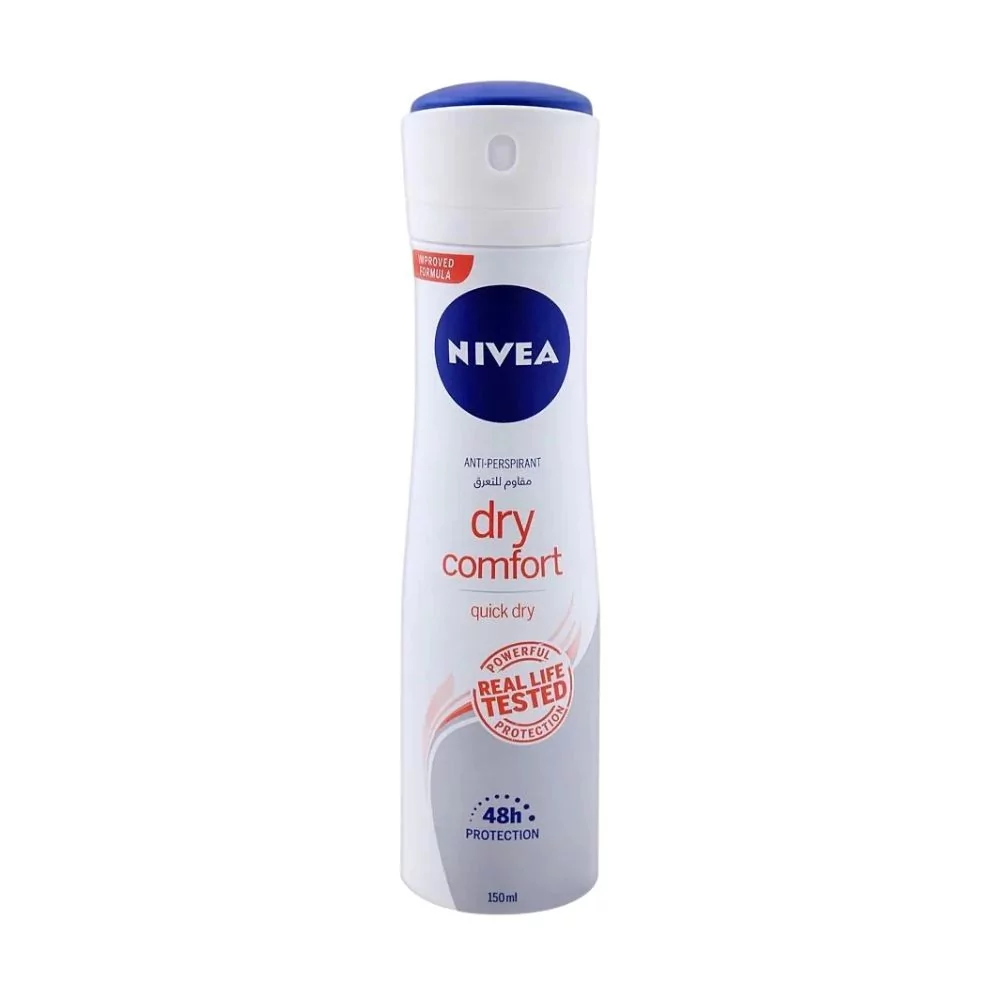 Nivea Dry Comfort Deodorant 150Ml For 48-Hour Sweat And Odor Protection With A Light Citrus Scent, Safe For All Skin Types.