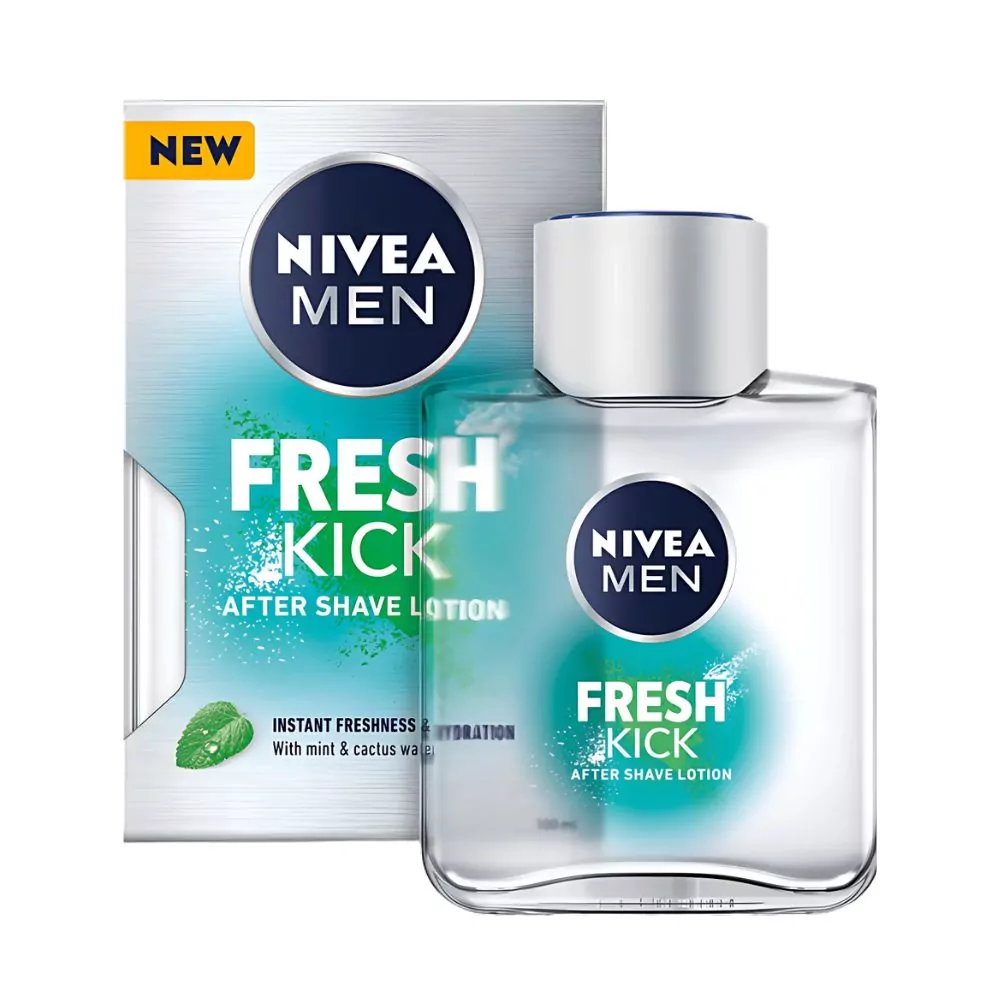 Nivea Men Fresh Kick After Shave Lotion 100Ml With Mint And Cactus Water For Instant Hydration And Freshness.