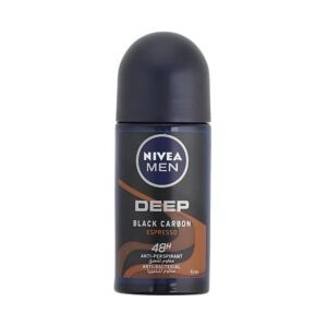 Nivea Men Deep Black Carbon Roll-On 50Ml With Espresso Scent For Long-Lasting Freshness.