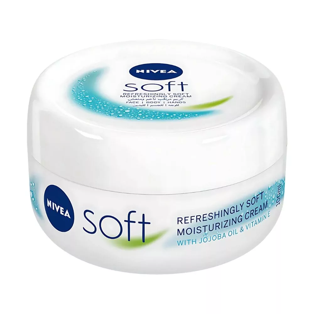 Nivea Soft Moisturizing Cream 50Ml With Jojoba Oil And Vitamin E For 48-Hour Hydration.