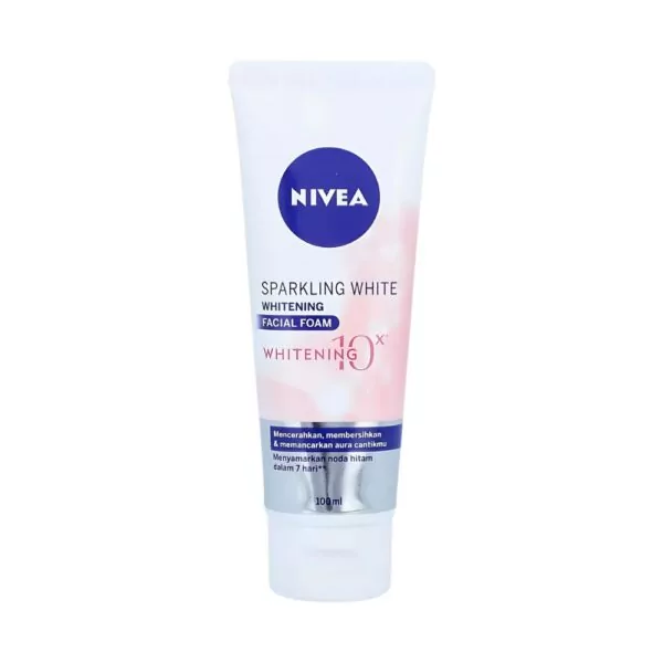 NIVEA Sparkling White Facial Foam 100ml with natural ingredients for clear, glowing skin.