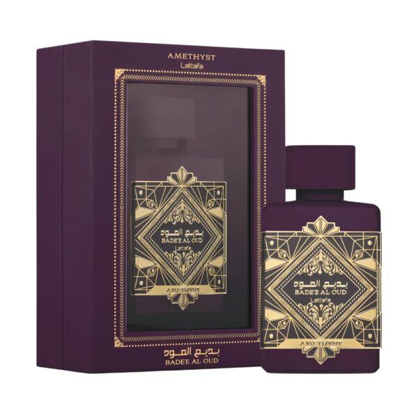 Lattafa Badee Al Oud Amethyst Perfume EDP Unisex 100ml – Elegant rose, oud, and amber fragrance, warm and long-lasting.