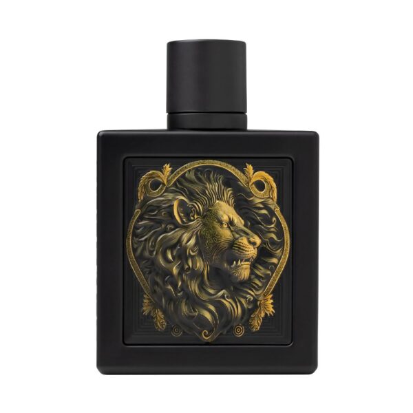 Rayhaan Lion EDP – Bold men’s perfume with pear, cinnamon, and patchouli for a strong, lasting scent.