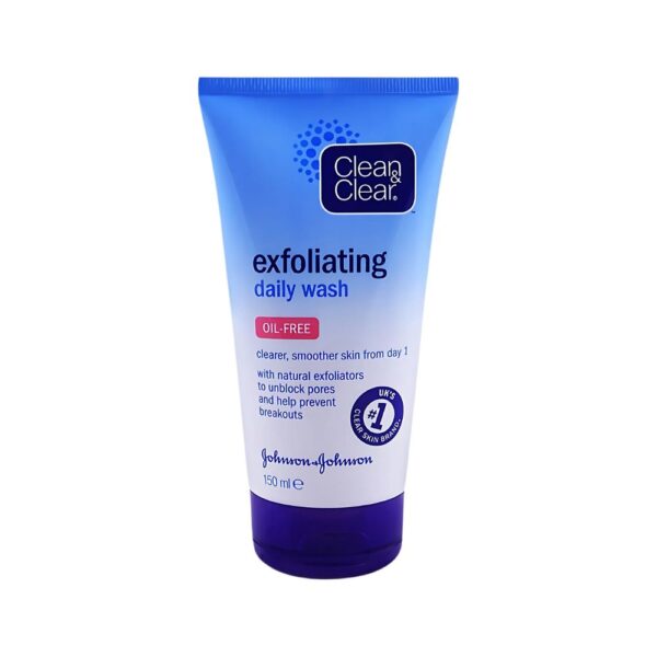 Clean & Clear Daily Exfoliating Wash – Oil-free face wash with exfoliating beads for clear and smooth skin.