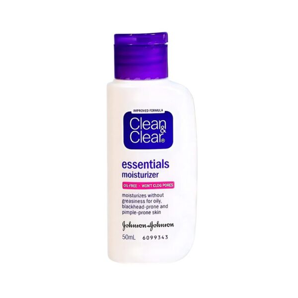 Clean & Clear Essentials Moisturizer – Oil-free daily face lotion with salicylic acid for clear and soft skin.