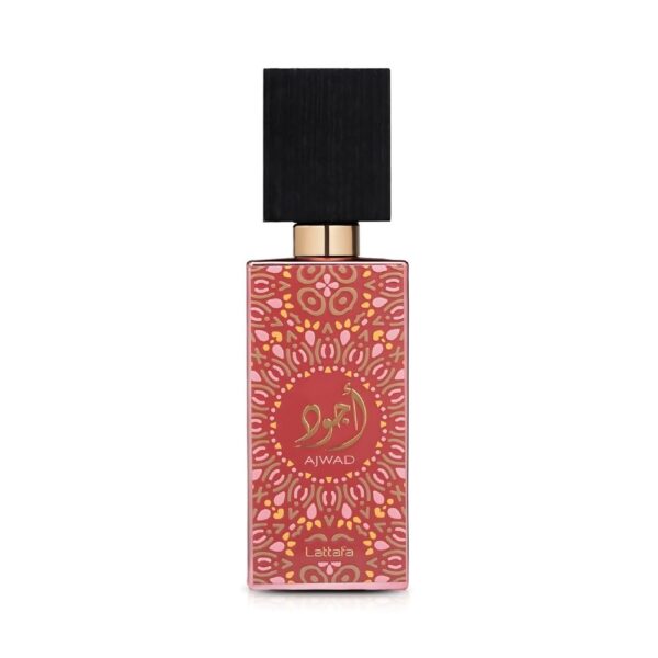 Lattafa Ajwad Pink to Pink Perfume EDP Unisex 60ml – A fruity and floral fragrance with pink grapefruit, rose, and musk.