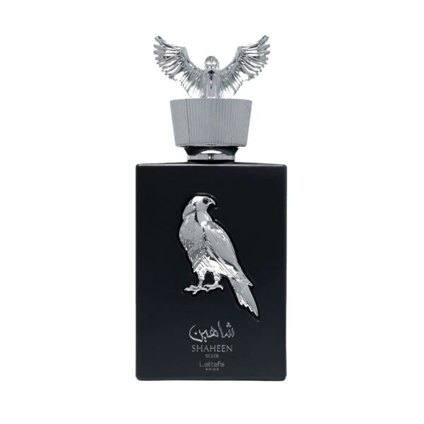 Lattafa Shaheen Silver Perfume EDP Unisex 100ml – A musky and woody fragrance with bergamot, rose, and oakmoss.