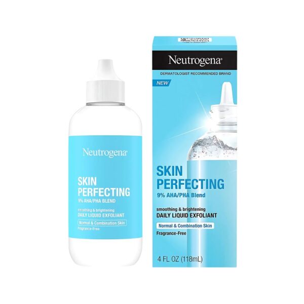 Neutrogena Skin Perfecting Smoothing & Brightening Liquid 118ml – 9% AHA PHA blend for smoother, glowing skin for normal and combination skin