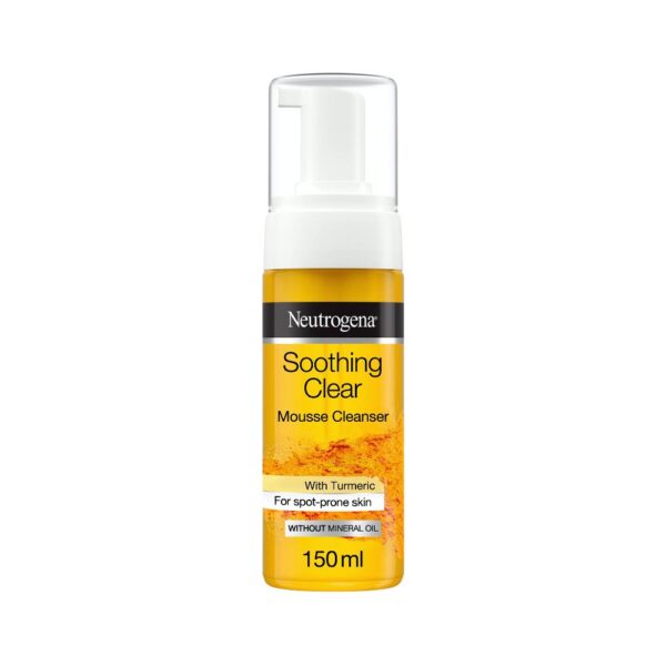 Neutrogena Soothing Clear Mousse Cleanser – Light foam face wash with Turmeric to clean and calm sensitive skin.