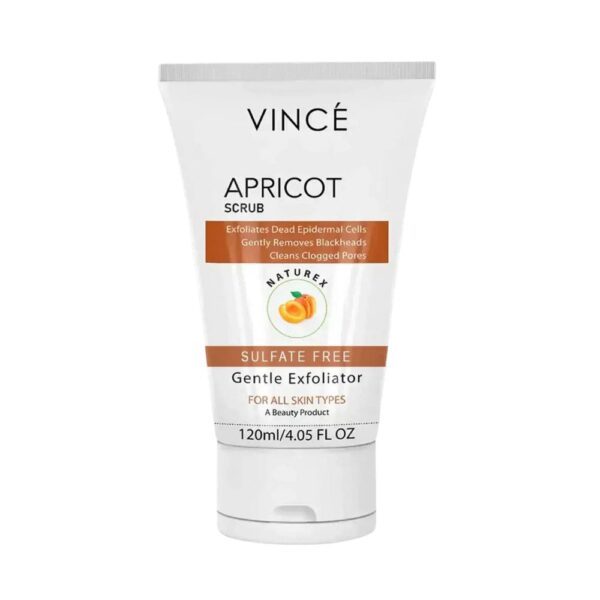 Vince Apricot Scrub – Removes blackheads, exfoliates dead skin, and polishes for glowing skin.