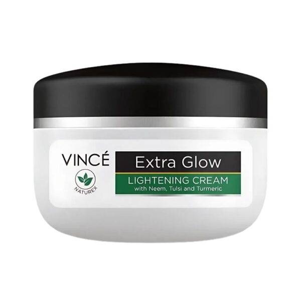 Vince Extra Glow Lightening Cream – Herbal formula with Neem, Tulsi & Turmeric for bright skin.