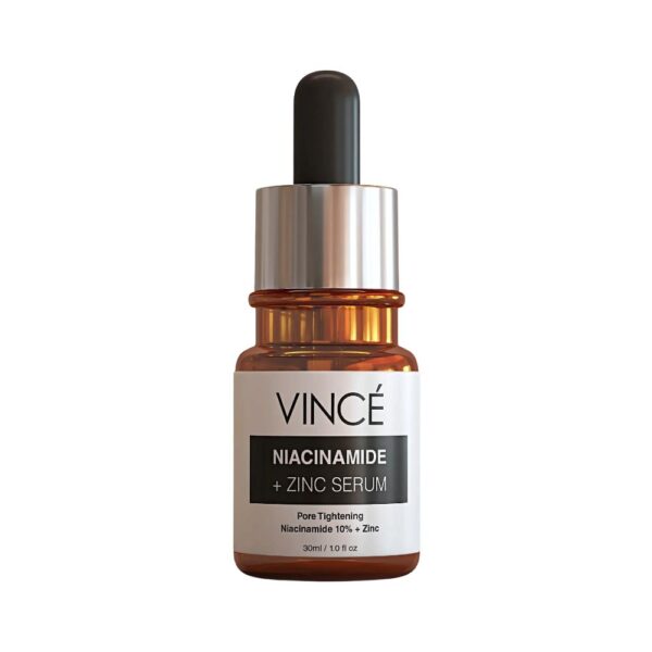 Vince Niacinamide + Zinc Serum – Tightens pores, controls oil, evens skin tone & reduces blemishes.