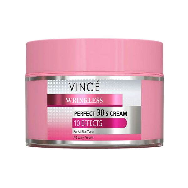 Vince Perfect 30s Cream – Anti-wrinkle cream with retinol, hyaluronic acid, and vitamin E for glowing and smooth skin.